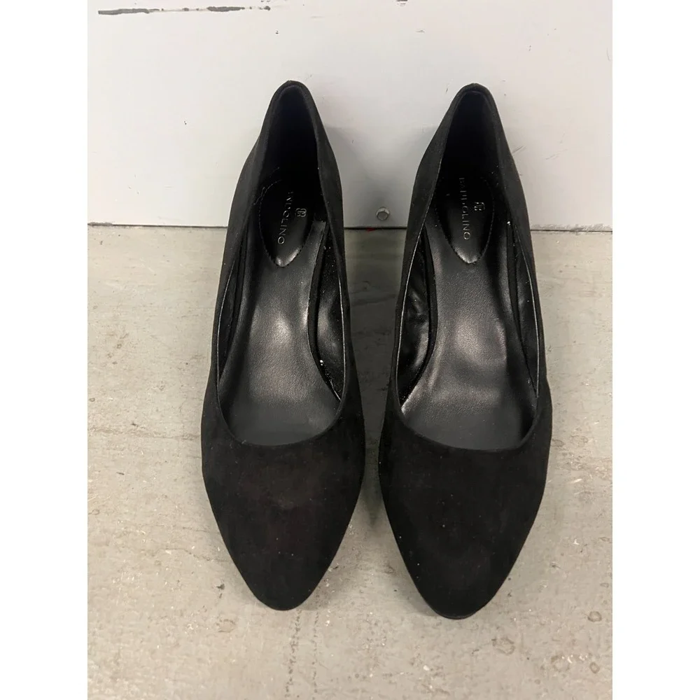 Bandolino Franci Dress Pumps Womens US 8.5M Black Almond Toe Slip On Wedge Heel - Picture 7 of 13